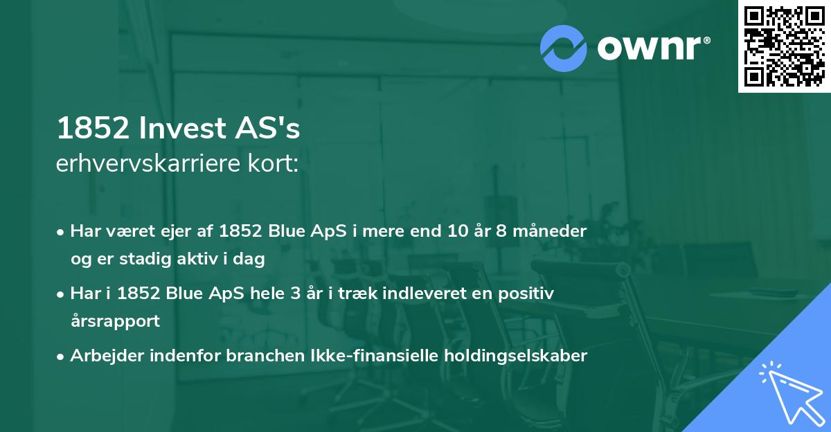 1852 Invest AS's erhvervskarriere kort