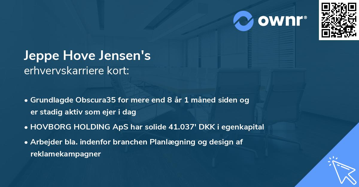 Jeppe Hove Jensen's erhvervskarriere kort