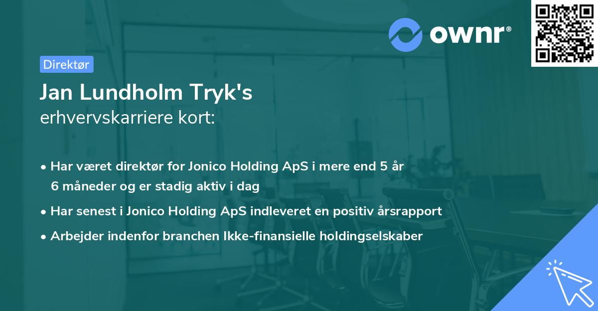 Jan Lundholm Tryk's erhvervskarriere kort