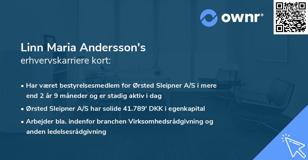 Linn Maria Andersson's erhvervskarriere kort