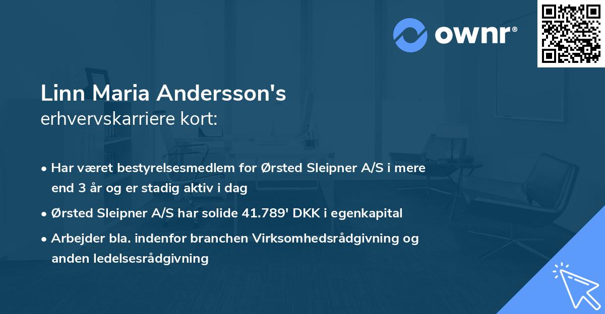 Linn Maria Andersson's erhvervskarriere kort