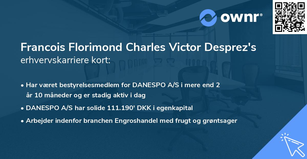 Francois Florimond Charles Victor Desprez's erhvervskarriere kort