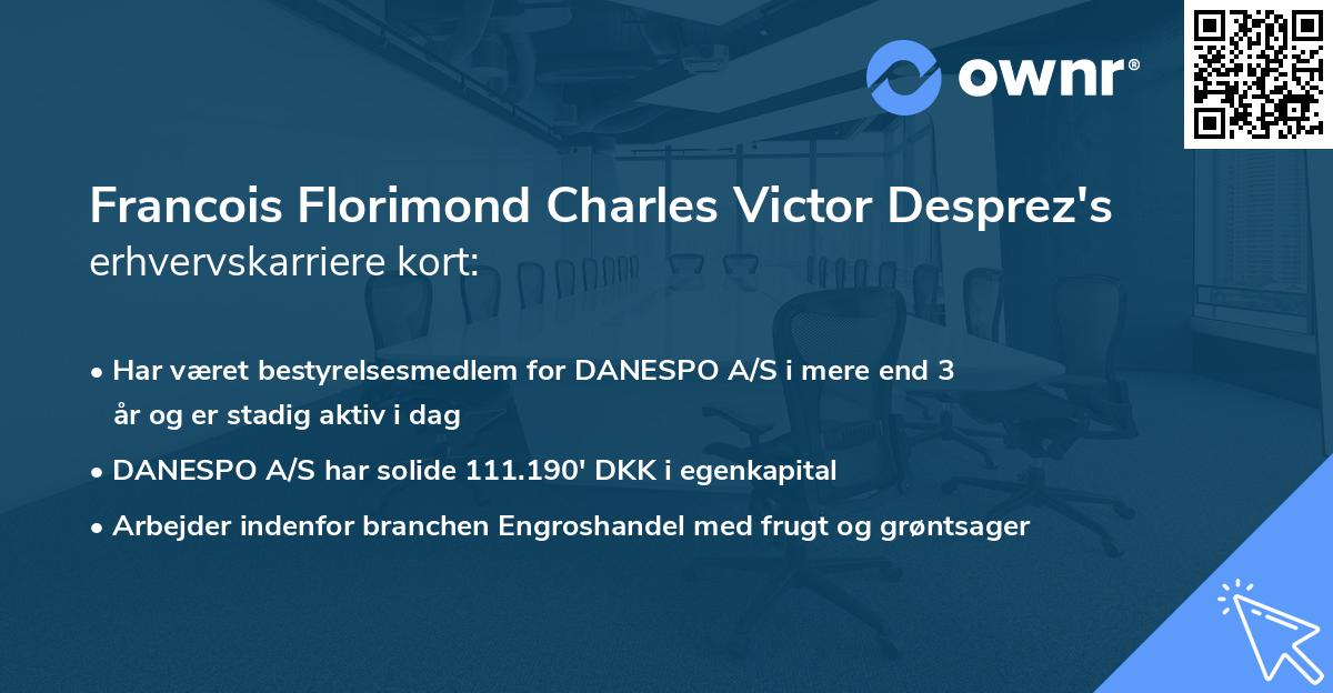 Francois Florimond Charles Victor Desprez's erhvervskarriere kort