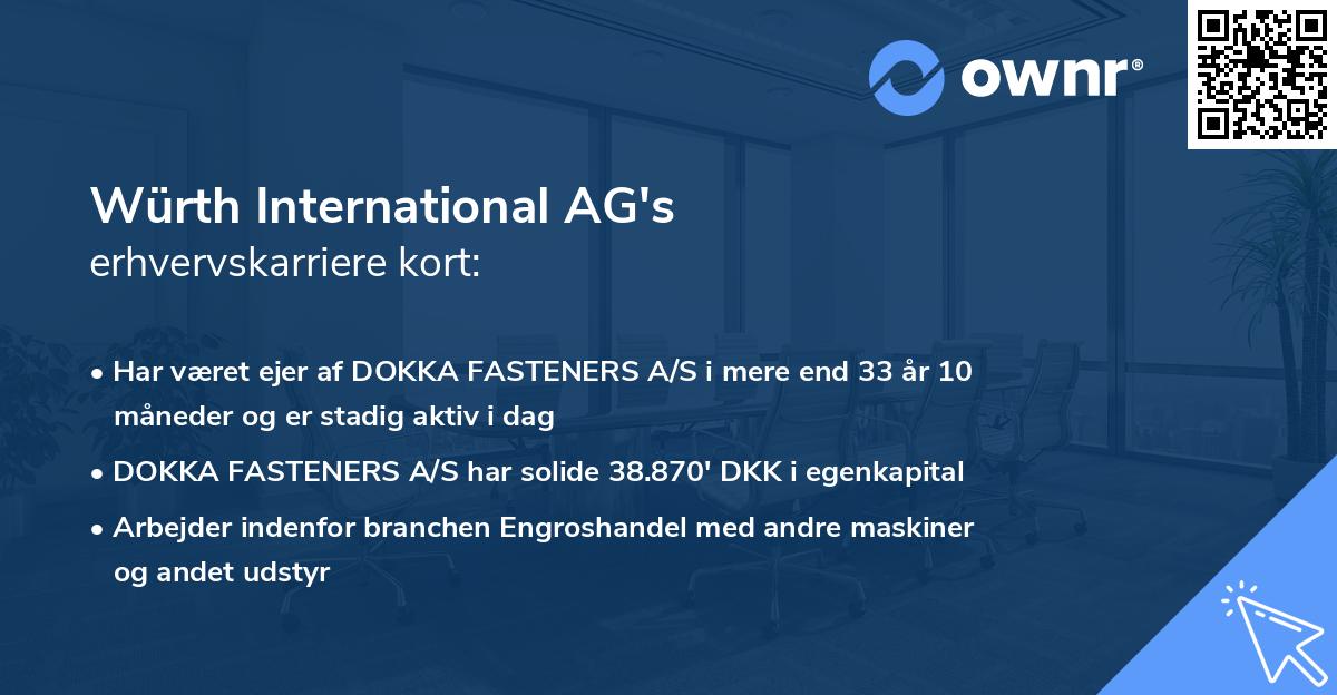 Würth International AG's erhvervskarriere kort