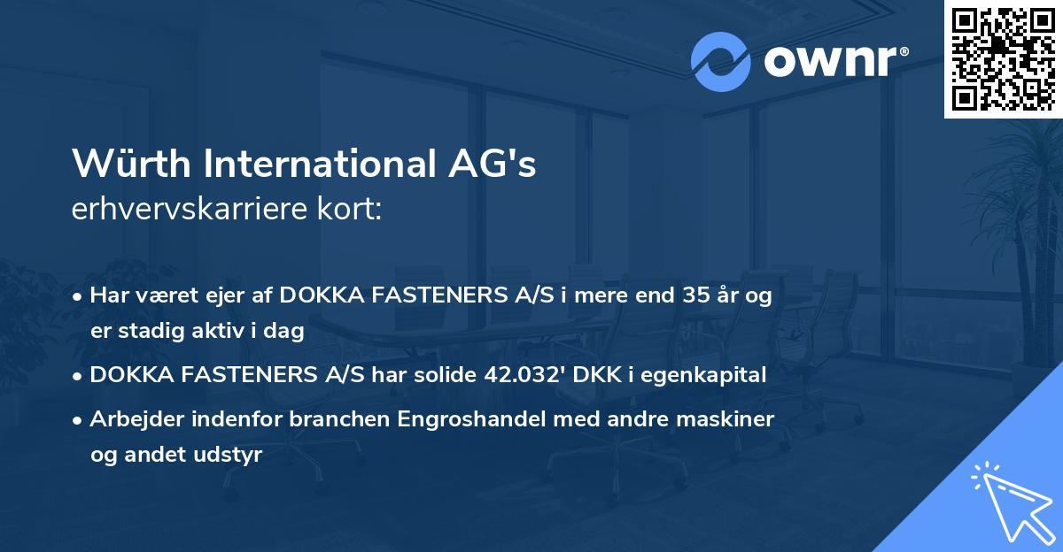 Würth International AG's erhvervskarriere kort