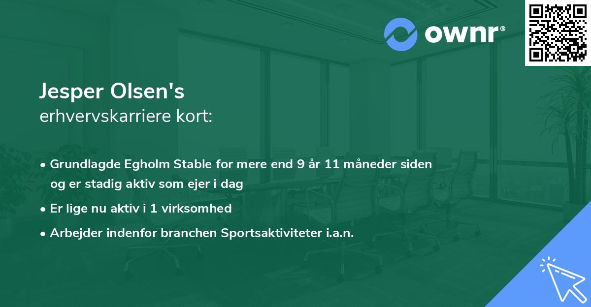 Jesper Olsen's erhvervskarriere kort