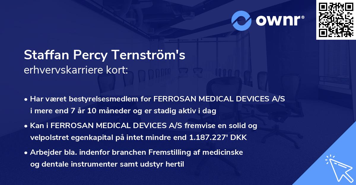 Staffan Percy Ternström's erhvervskarriere kort
