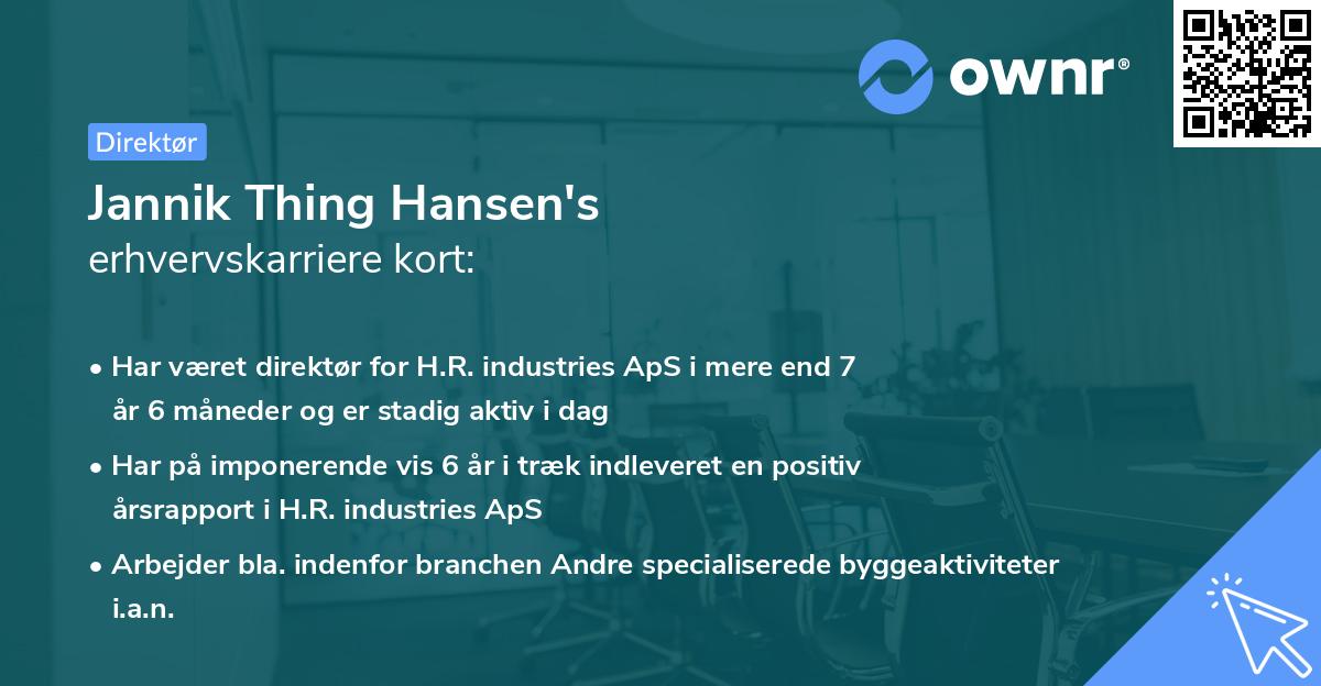 Jannik Thing Hansen's erhvervskarriere kort