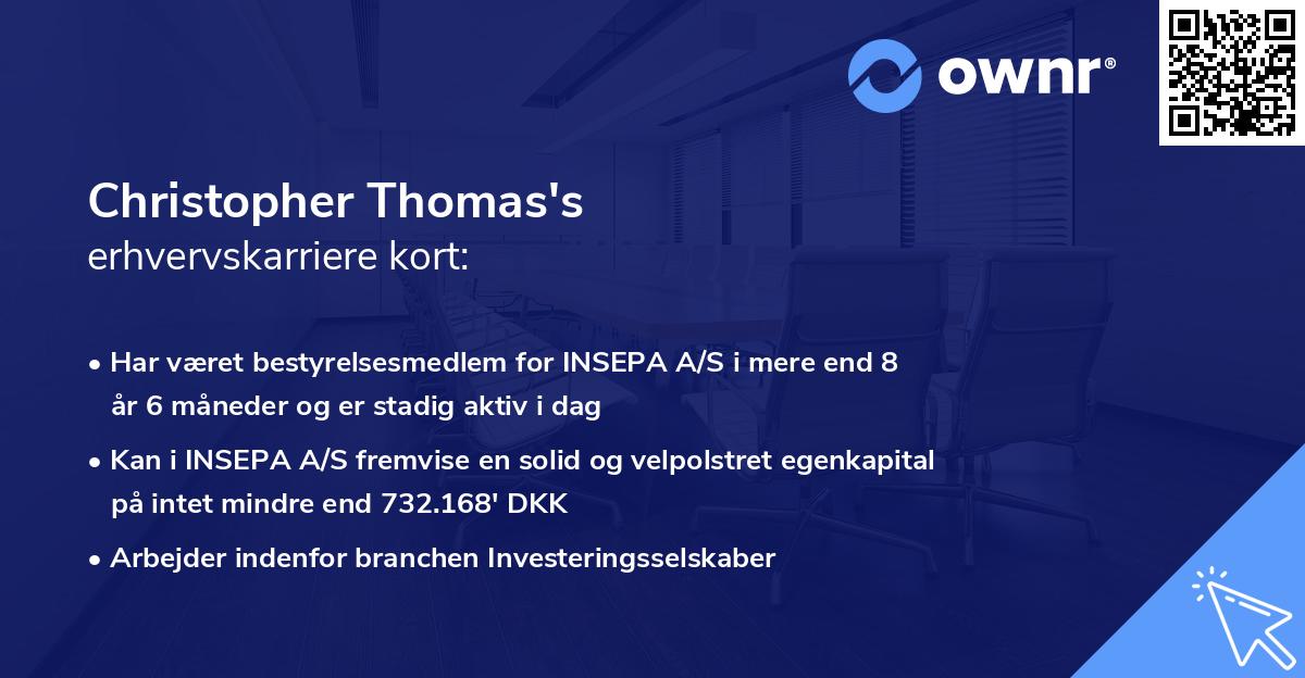 Christopher Thomas's erhvervskarriere kort