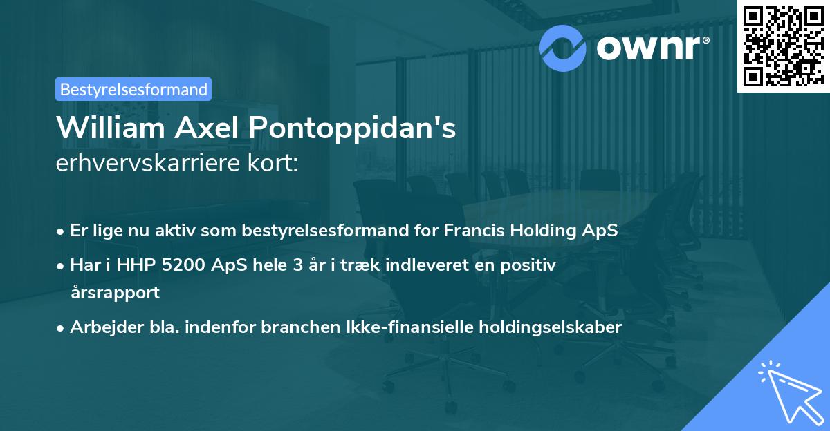 William Axel Pontoppidan's erhvervskarriere kort