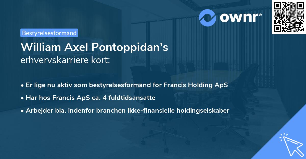 William Axel Pontoppidan's erhvervskarriere kort
