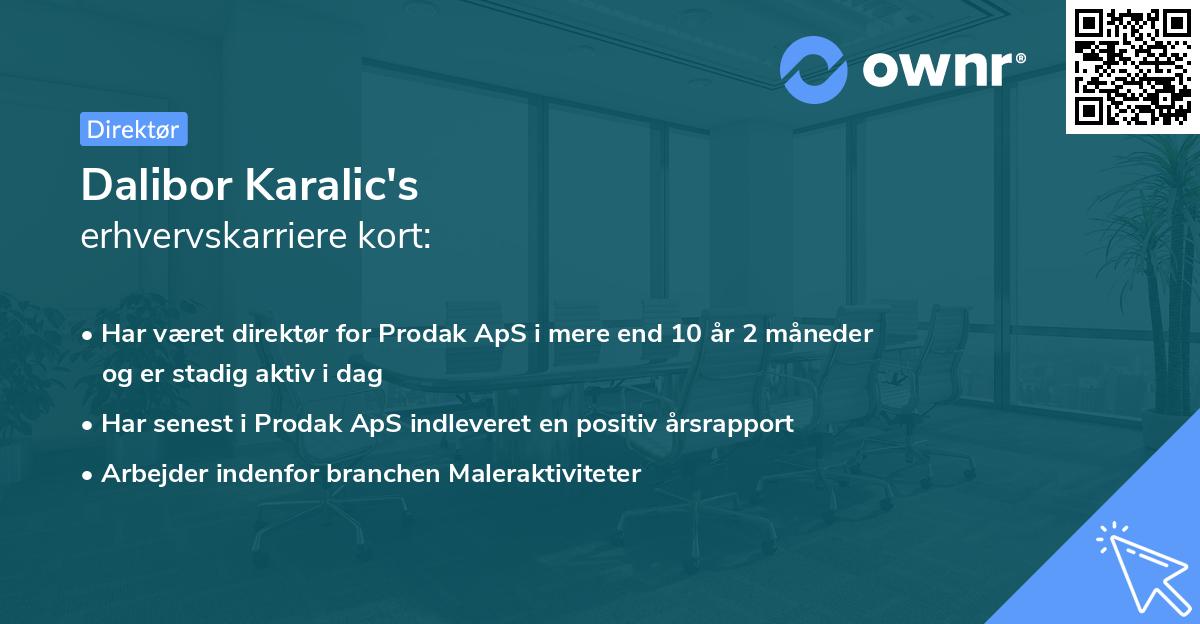 Dalibor Karalic's erhvervskarriere kort