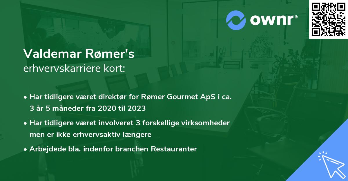 Valdemar Rømer's erhvervskarriere kort