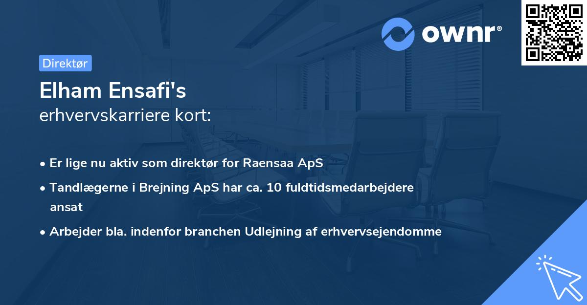 Elham Ensafi's erhvervskarriere kort