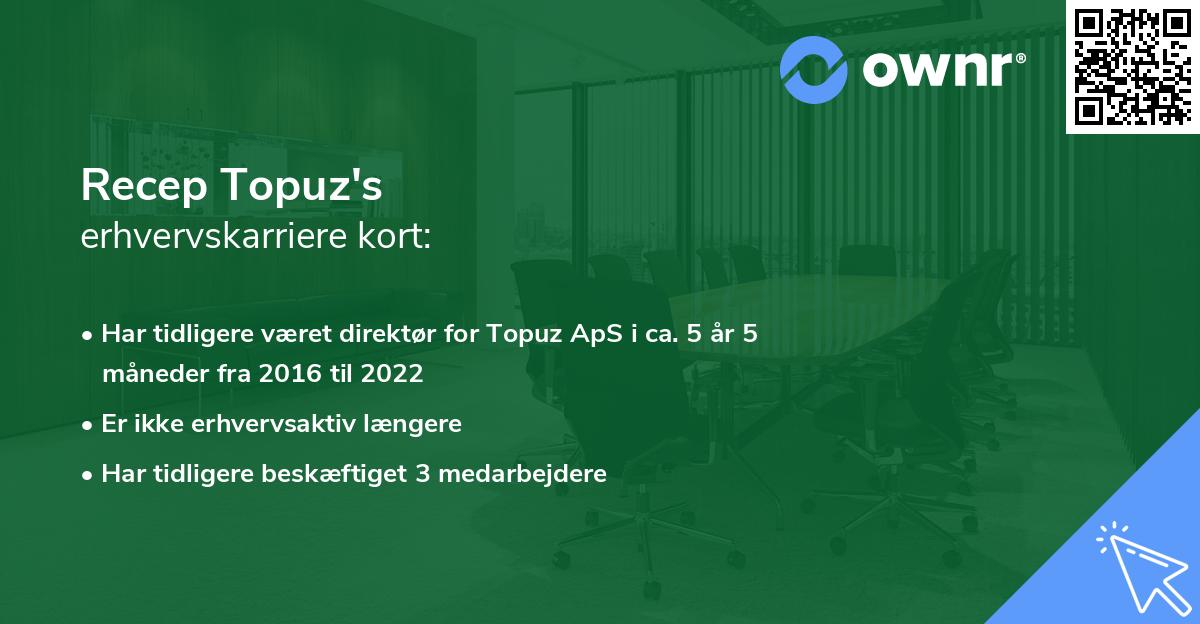 Recep Topuz's erhvervskarriere kort