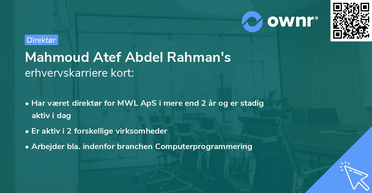 Mahmoud Atef Abdel Rahman's erhvervskarriere kort