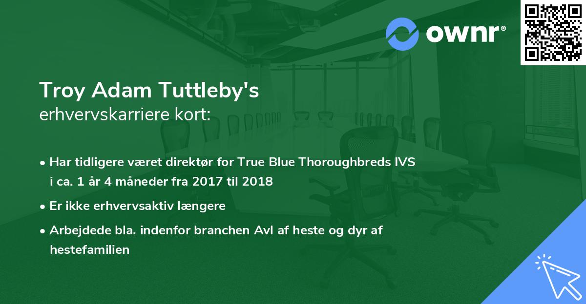 Troy Adam Tuttleby's erhvervskarriere kort