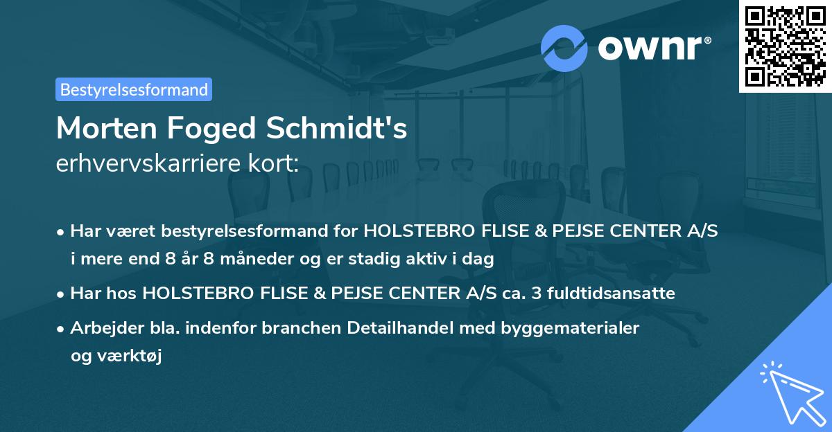 Morten Foged Schmidt's erhvervskarriere kort