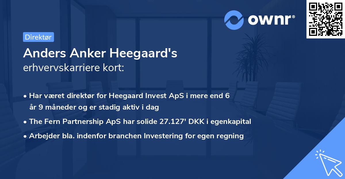 Anders Anker Heegaard's erhvervskarriere kort