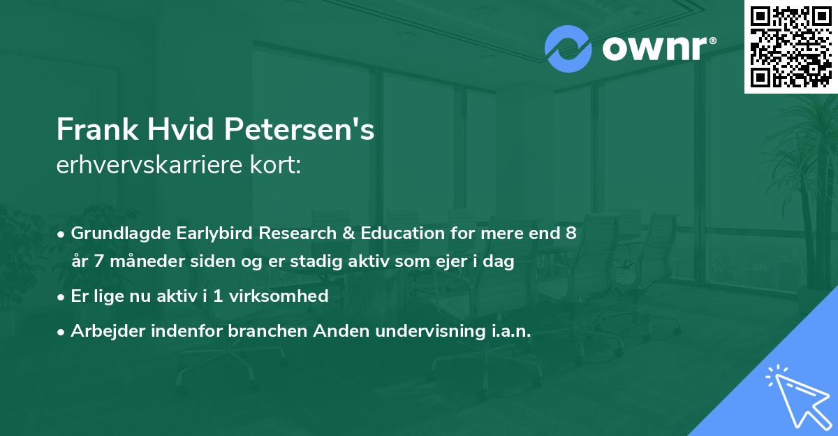 Frank Hvid Petersen's erhvervskarriere kort