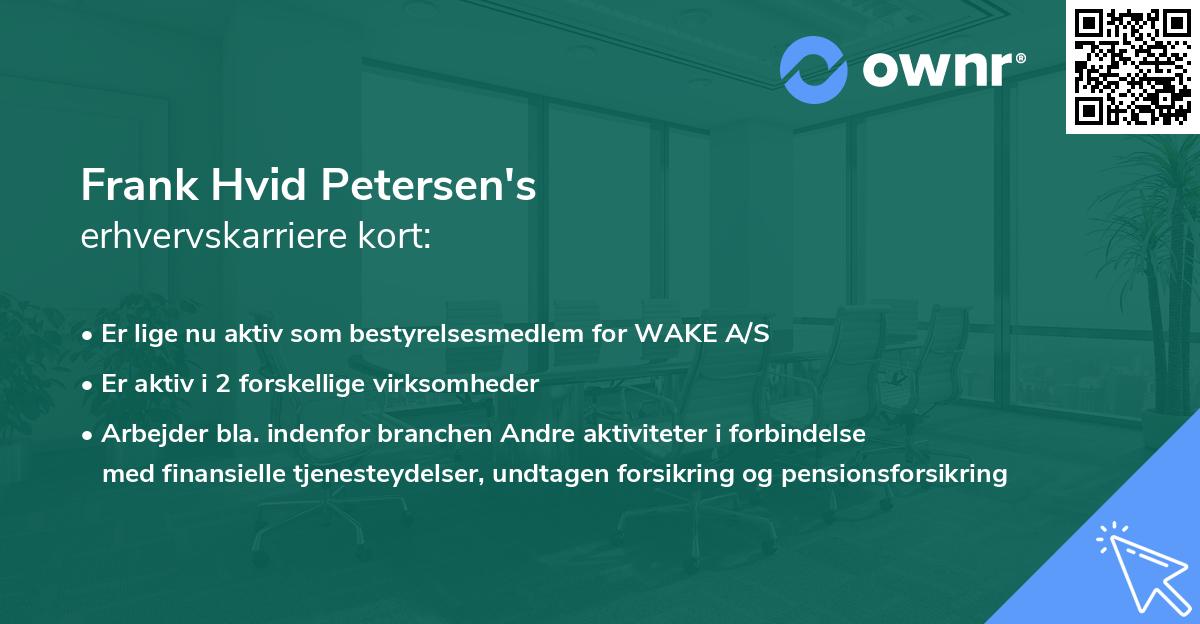 Frank Hvid Petersen's erhvervskarriere kort