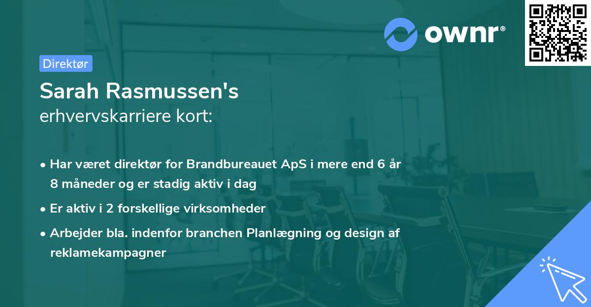 Sarah Rasmussen's erhvervskarriere kort