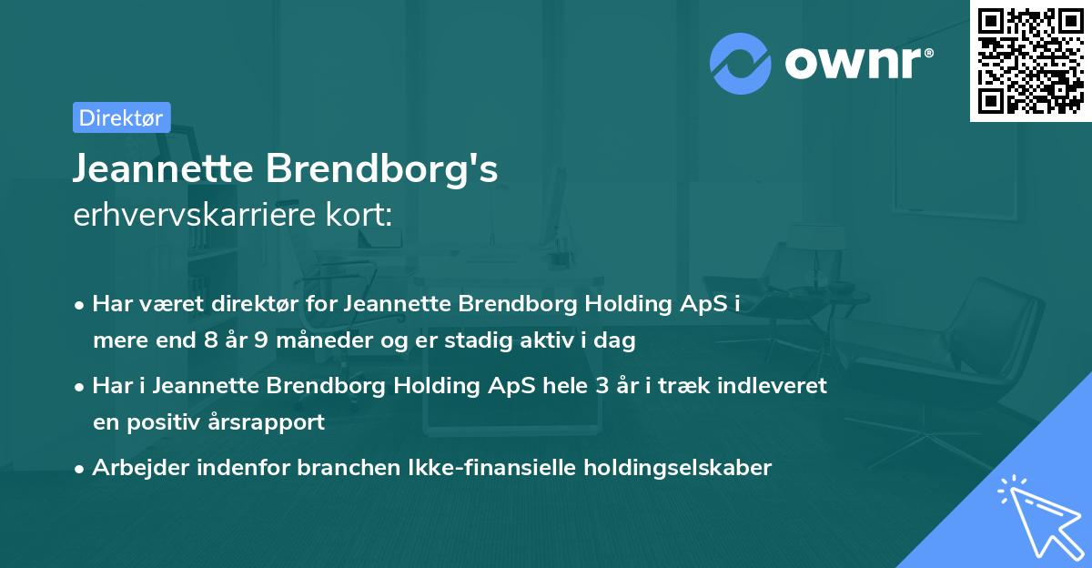 Jeannette Brendborg's erhvervskarriere kort