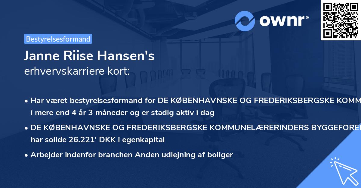 Janne Riise Hansen's erhvervskarriere kort