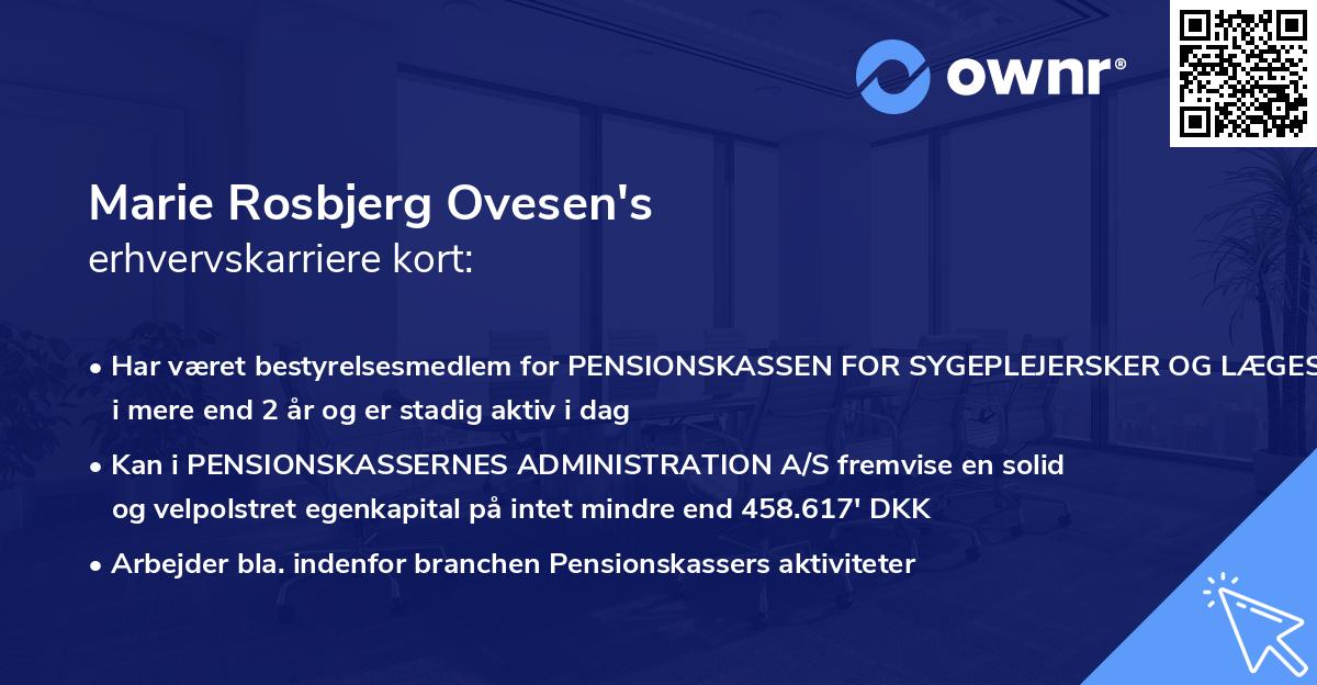 Marie Rosbjerg Ovesen's erhvervskarriere kort