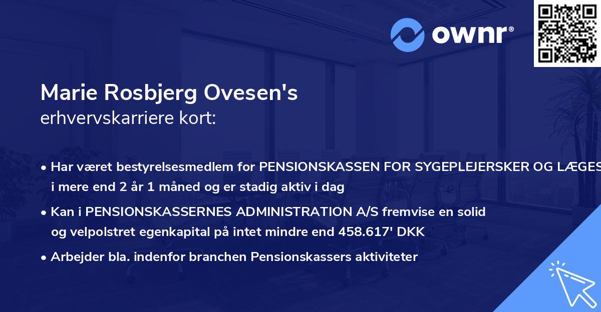 Marie Rosbjerg Ovesen's erhvervskarriere kort