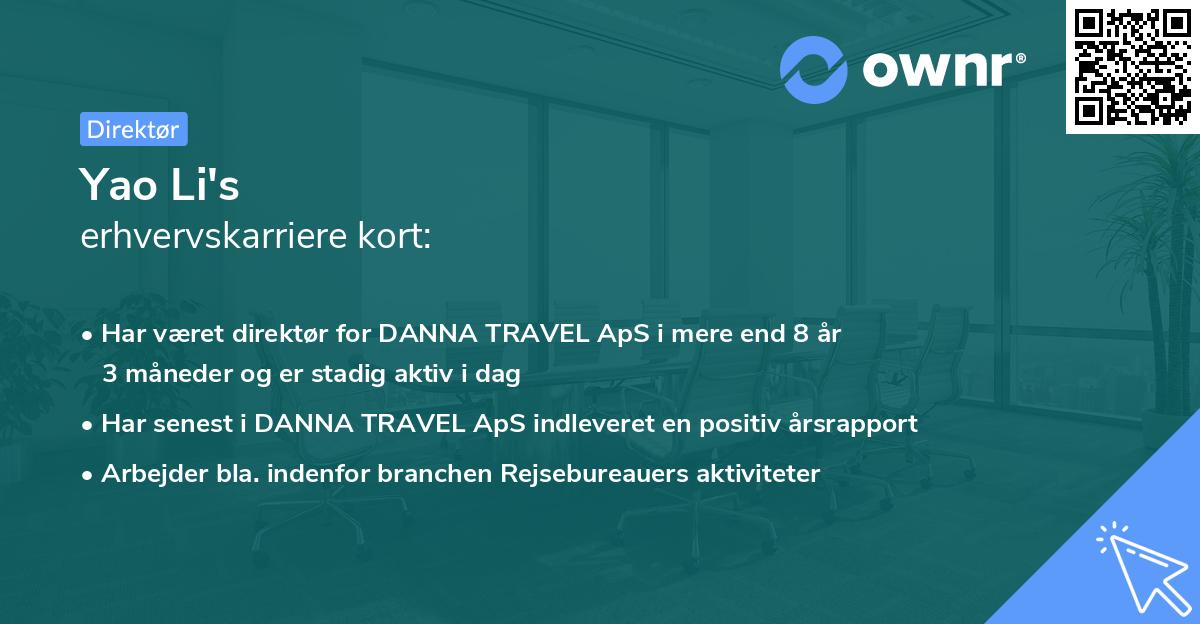 Yao Li's erhvervskarriere kort