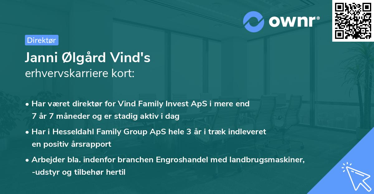 Janni Ølgård Vind's erhvervskarriere kort