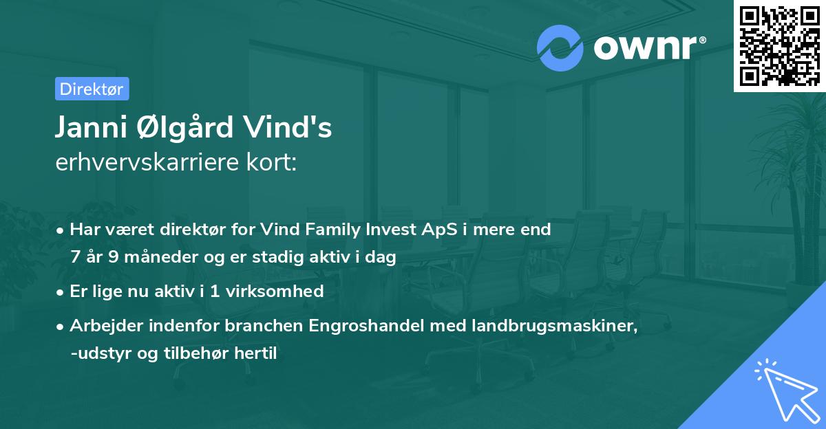 Janni Ølgård Vind's erhvervskarriere kort