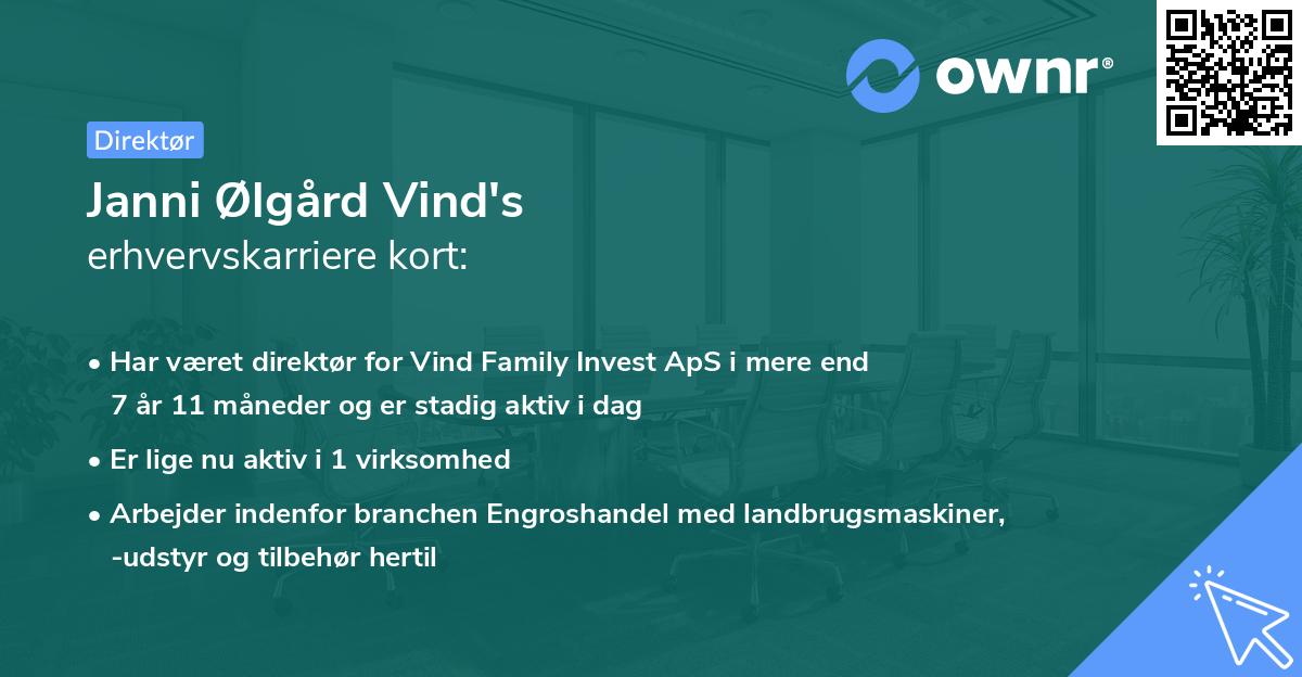Janni Ølgård Vind's erhvervskarriere kort