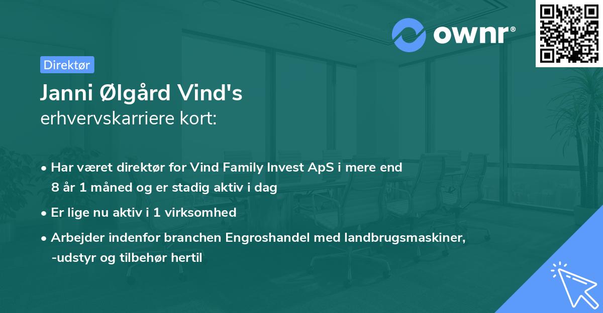 Janni Ølgård Vind's erhvervskarriere kort