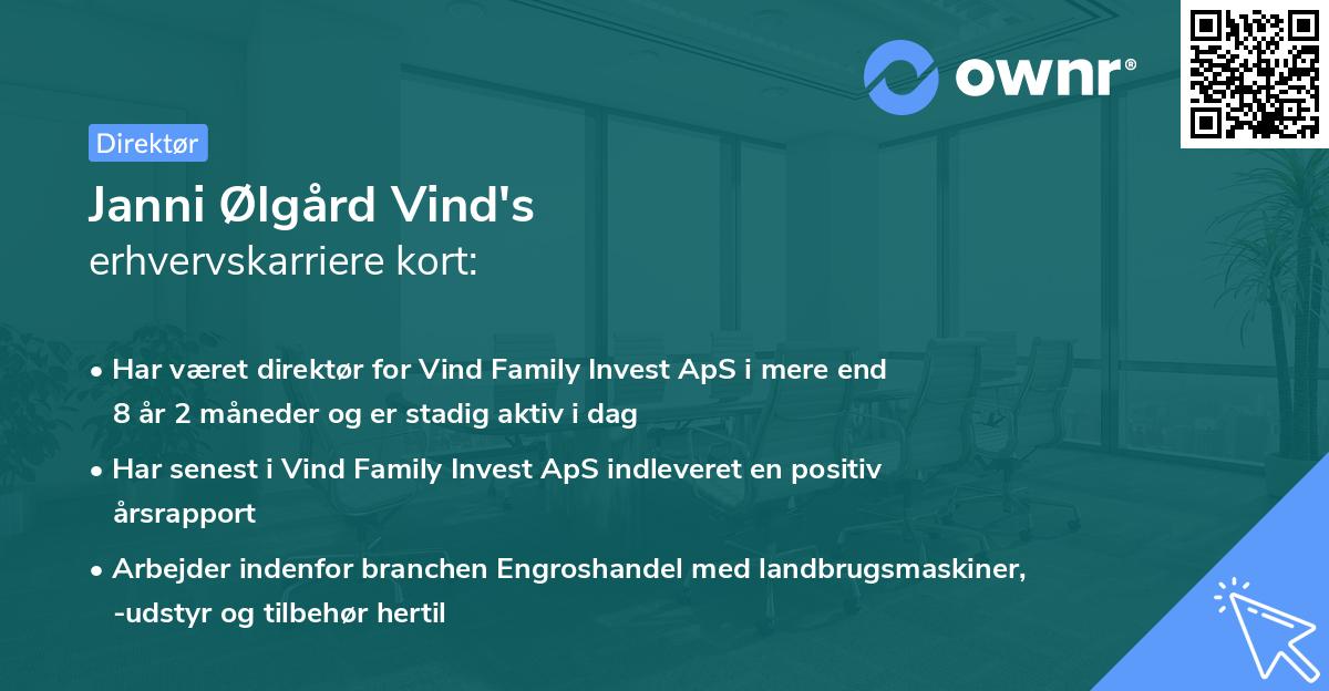 Janni Ølgård Vind's erhvervskarriere kort