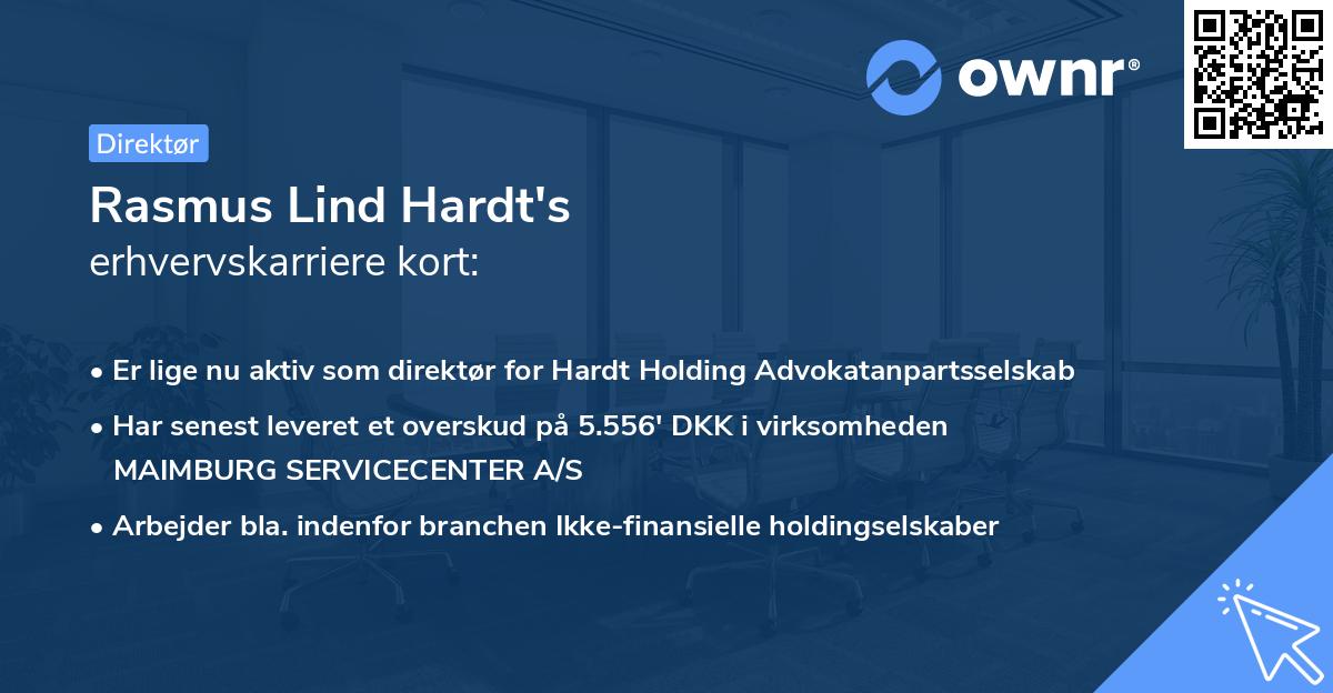 Rasmus Lind Hardt's erhvervskarriere kort