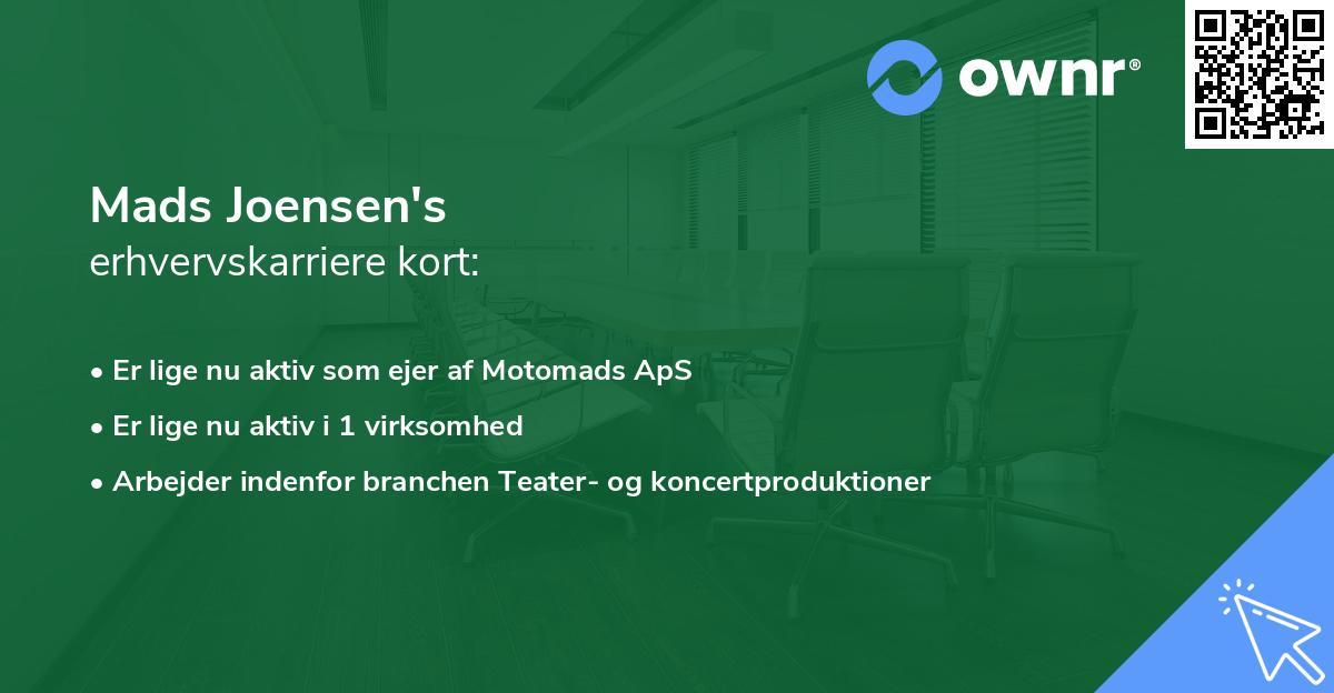 Mads Joensen's erhvervskarriere kort
