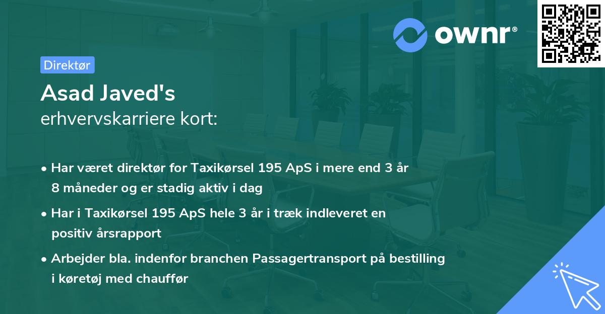 Asad Javed's erhvervskarriere kort