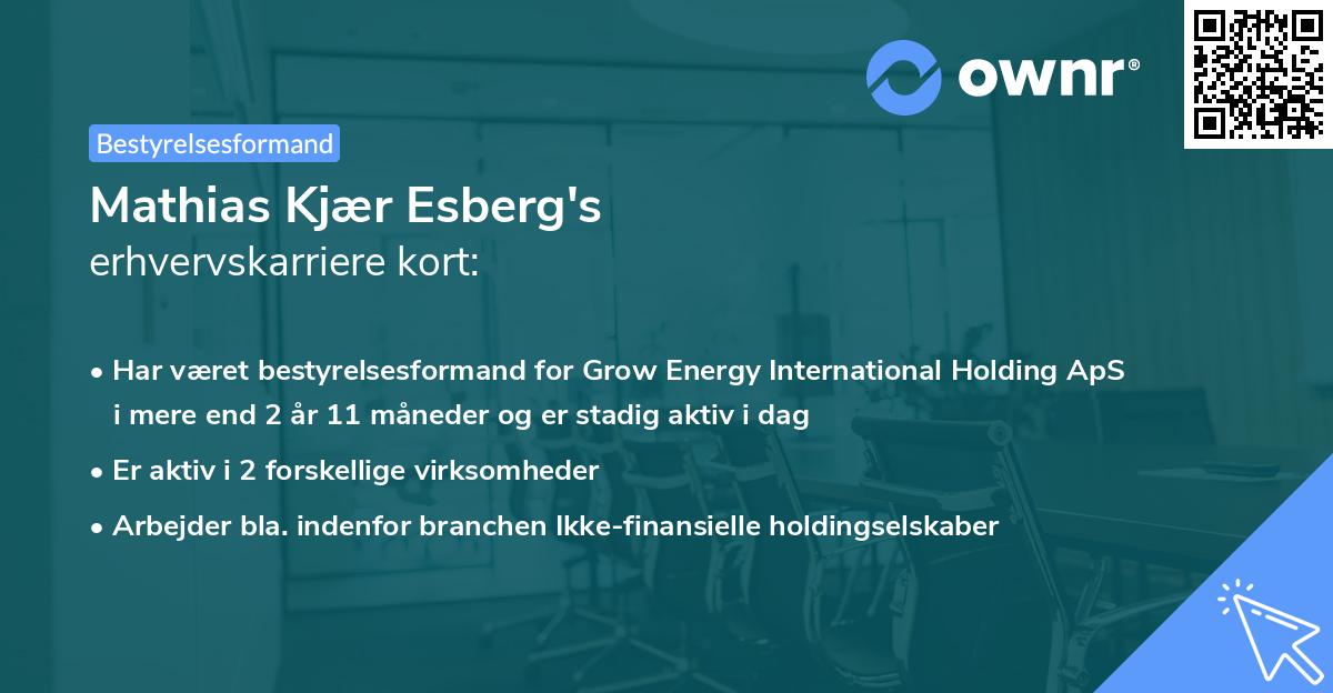 Mathias Kjær Esberg's erhvervskarriere kort