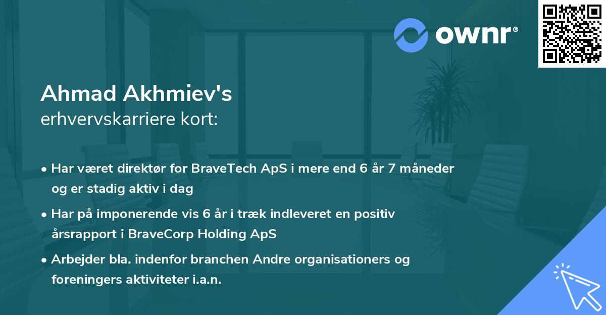 Ahmad Akhmiev's erhvervskarriere kort