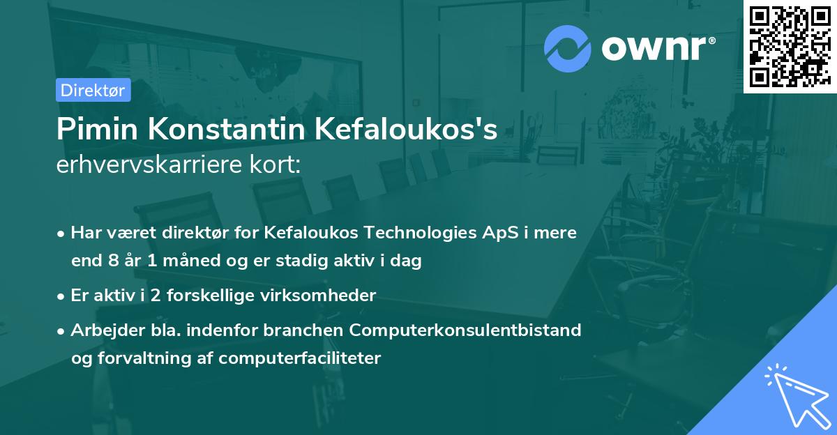 Pimin Konstantin Kefaloukos's erhvervskarriere kort