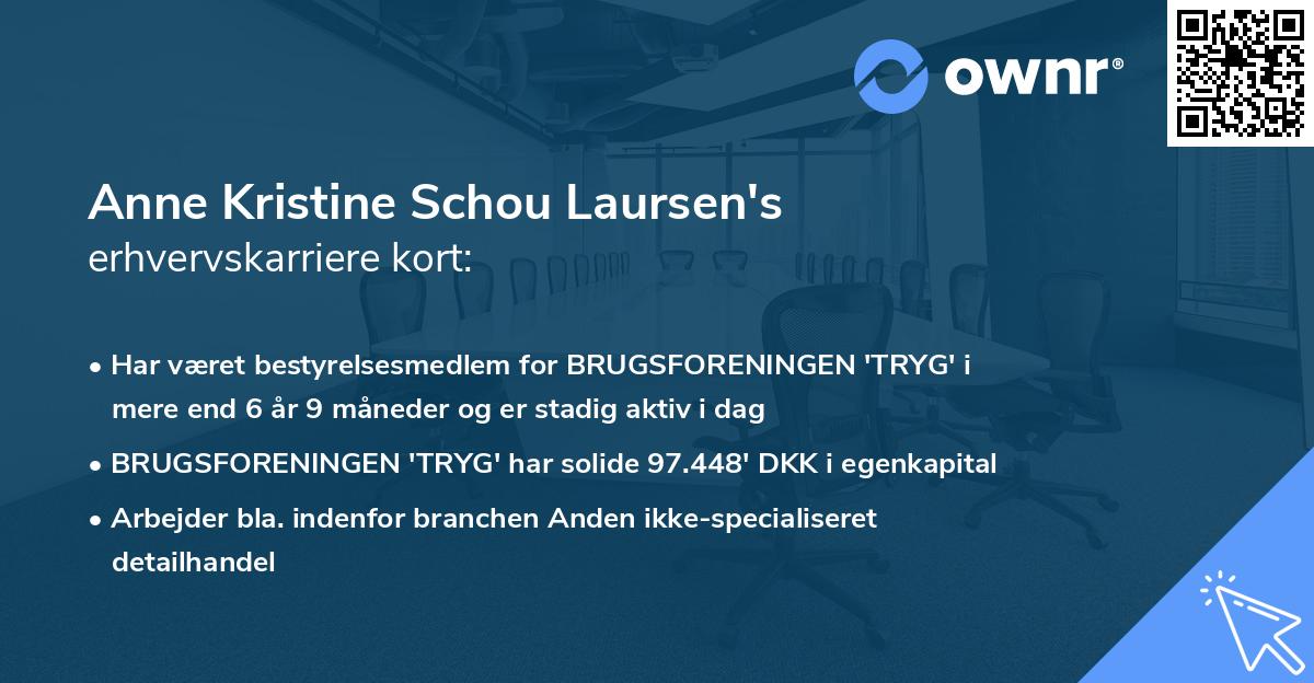 Anne Kristine Schou Laursen's erhvervskarriere kort