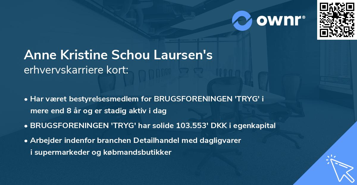 Anne Kristine Schou Laursen's erhvervskarriere kort
