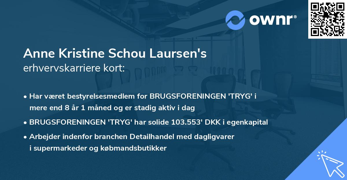 Anne Kristine Schou Laursen's erhvervskarriere kort