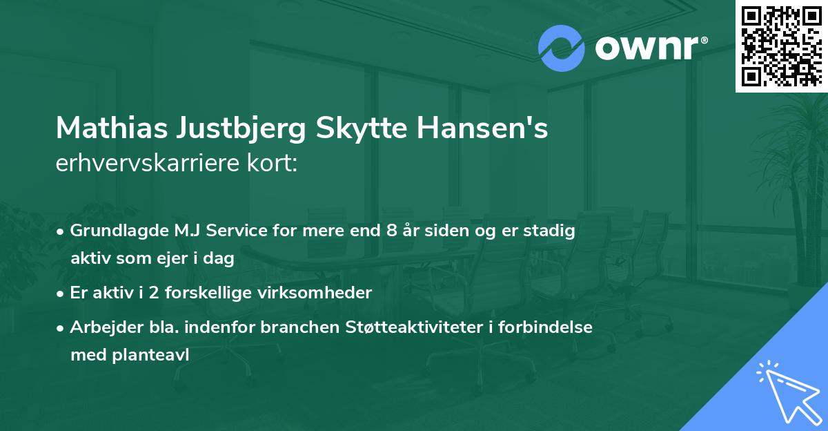 Mathias Justbjerg Skytte Hansen's erhvervskarriere kort