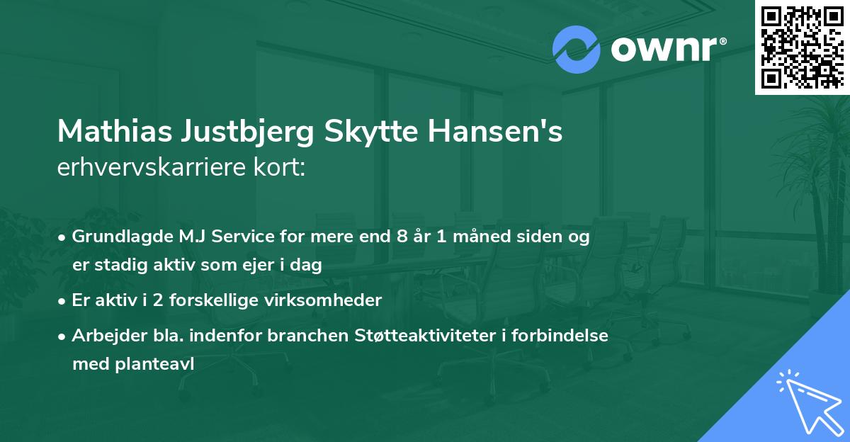 Mathias Justbjerg Skytte Hansen's erhvervskarriere kort