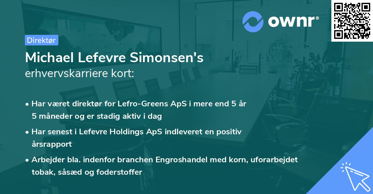 Michael Lefevre Simonsen's erhvervskarriere kort