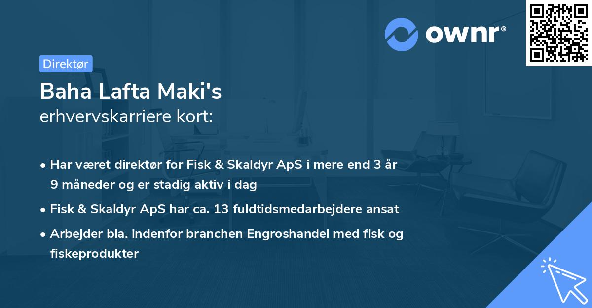 Baha Lafta Maki's erhvervskarriere kort