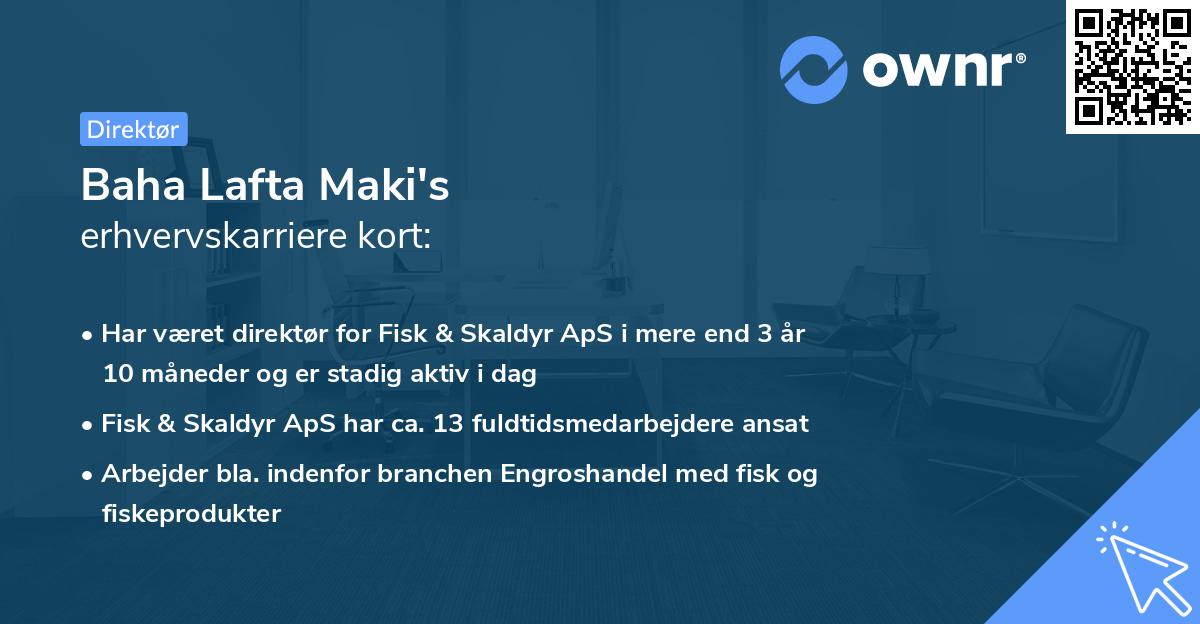 Baha Lafta Maki's erhvervskarriere kort